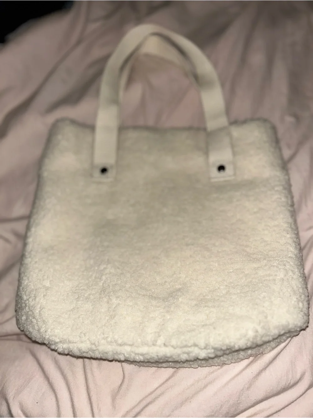 EUC Pottery Barn White Sherpa Teddy Toe Bag Cozy Fleece Carryall